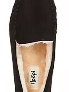 Floopi Women's Black Faux-Suede Slip-On Slipper with Plush Lining Size 6